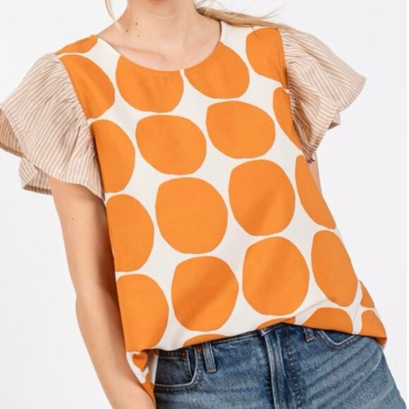 CES FEMME Contrast Polka Dot Blouse Top in Black Size 2X or 3X New w/o Tag - Picture 2 of 7